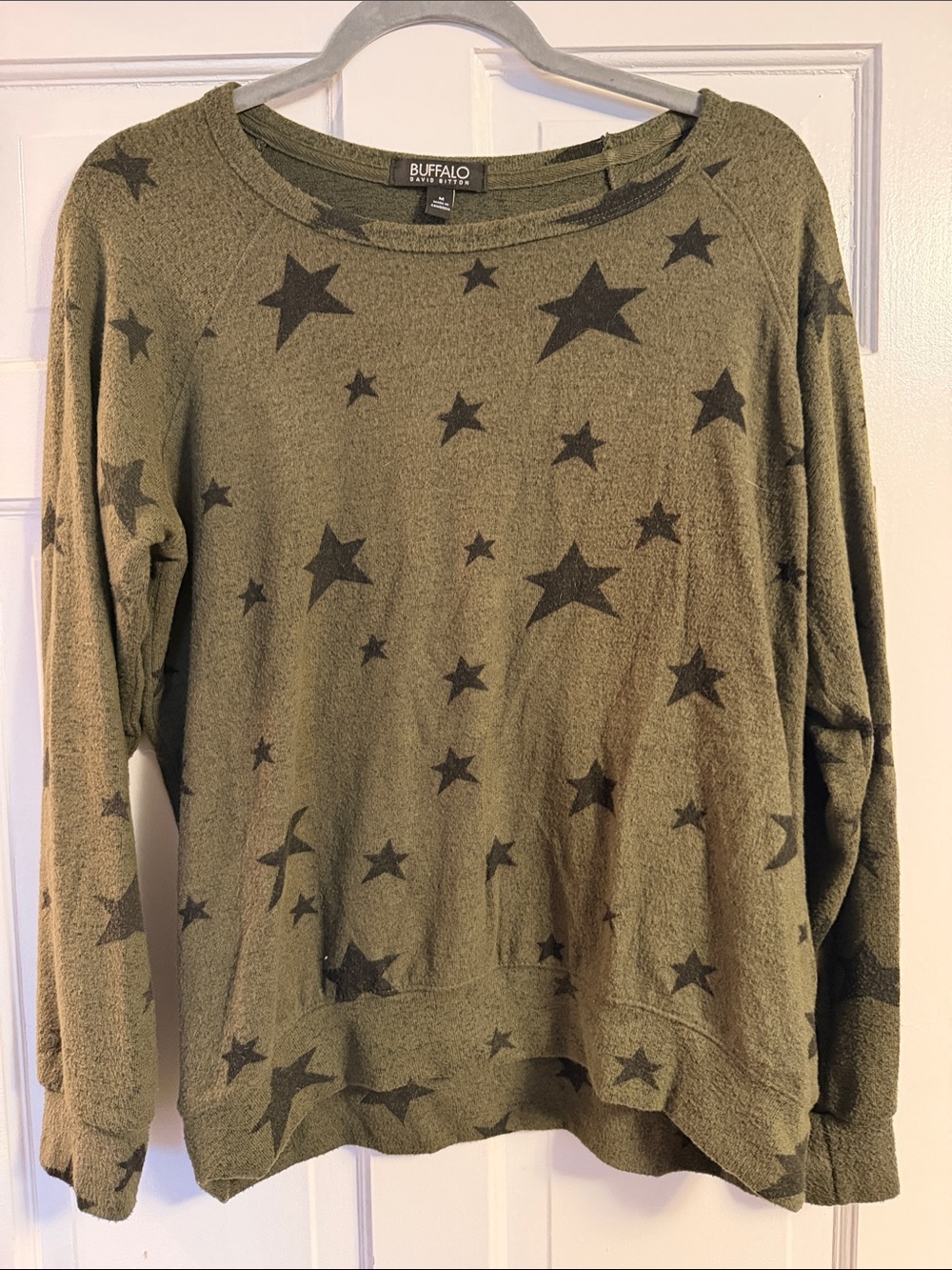 Buffalo David Bitton Olive Star-Print Pullover Sweatshirt